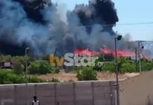 Φωτιά στη Ριτσώνα – Καίγεται εργοστάσιο στη βιομηχανική περιοχή